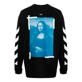 Off-White Men’ s SS21 Mona Lisa Pattern Pullover Black