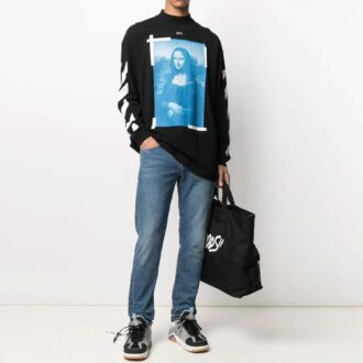 Off-White Men’ s SS21 Mona Lisa Pattern Pullover Black