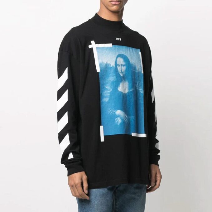 Off-White Men’ s SS21 Mona Lisa Pattern Pullover Black