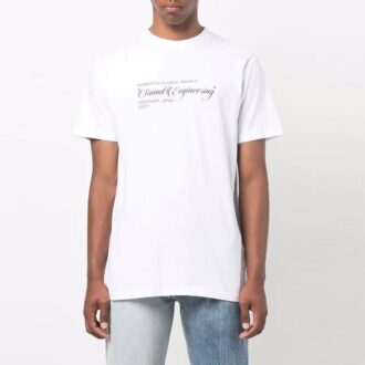 Off-White Men’ s SS21 Painting Pattern Round Neck Short Sleeve White T-Shirt