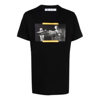 Off-White Men’ s SS21 Pattern Printing Short Sleeve Black T-Shirt