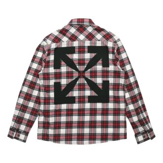 Off-White Men’ s SS21 Plaid Back Arrow Red Shirt