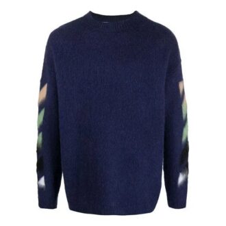 Off-White Men’ s SS21 Stripe Pattern Intarsia Knit Blue