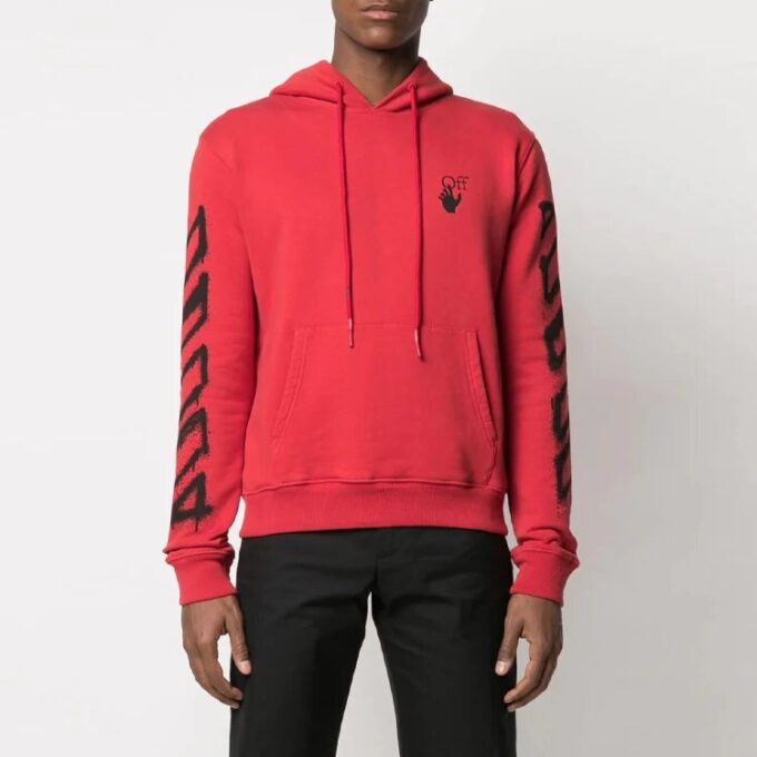 Off-White Men’ s SS21 Twill Printing Logo Loose Fit Red