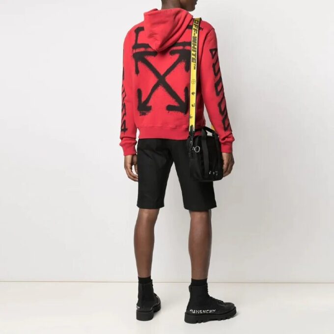 Off-White Men’ s SS21 Twill Printing Logo Loose Fit Red