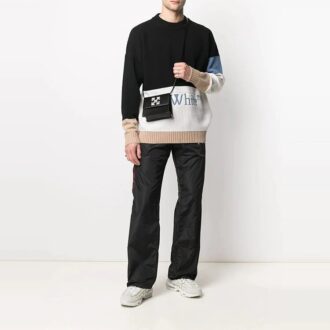 Off-White Men’ s SS21 Zipper Detail Logo Sports Pants/Trousers/Joggers Black