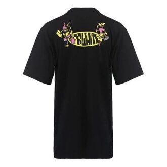 Off-White Men’ s SS22 Alphabet Cartoon Pattern Printing Short Sleeve Version Black