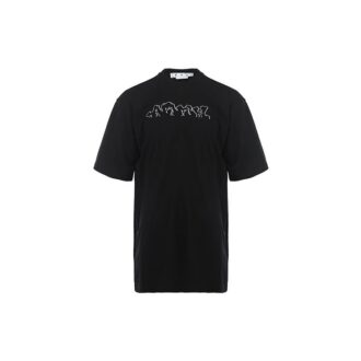 Off-White Men’ s SS22 Alphabet Cartoon Pattern Printing Short Sleeve Version Black