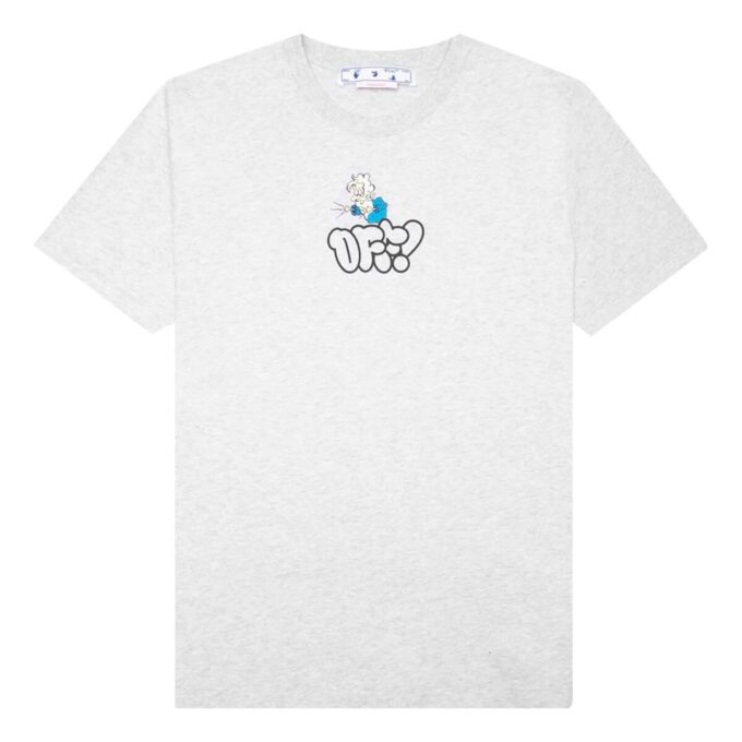 Off-White Men’ s SS22 Alphabet Logo Printing Round Neck Short Sleeve Version Gray T-Shirt