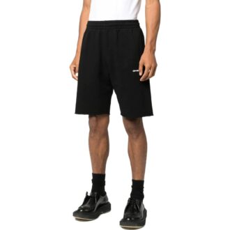 Off-White Men’ s SS22 Alphabet Logo Printing Straight Shorts Loose Fit Black Off-White Men’ s SS22 Alphabet Logo Printing Straight Shorts Loose Fit Black