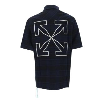 Off-White Men’ s SS22 Alphabet Printing Plaid Arrow Short Sleeve Shirt Blue Off-White Men’ s SS22 Alphabet Printing Plaid Arrow Short Sleeve Shirt Blue