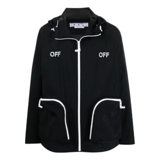 Off-White Men’ s SS22 Alphabet Printing Zipper Hooded Jacket Version Black Off-White Men’ s SS22 Alphabet Printing Zipper Hooded Jacket Version Black