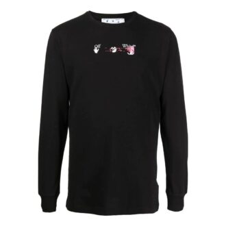 Off-White Men’ s SS22 Arrow Pattern Printing Long Sleeves Black T-Shirt Off-White Men’ s SS22 Arrow Pattern Printing Long Sleeves Black T-Shirt