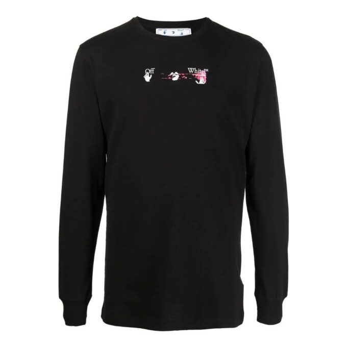 Off-White Men’ s SS22 Arrow Pattern Printing Long Sleeves Black T-Shirt