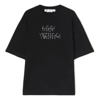 Off-White Men’ s SS22 Arrow Pattern Printing Round Neck Pullover Short Sleeve Loose Fit Black T-Shirt Off-White Men’ s SS22 Arrow Pattern Printing Round Neck Pullover Short Sleeve Loose Fit Black T-Shirt