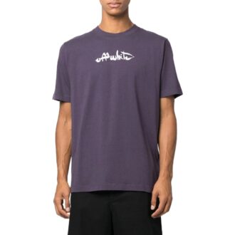 Off-White Men’ s SS22 Arrow Pattern Printing Round Neck Short Sleeve Loose Fit Purple T-Shirt Off-White Men’ s SS22 Arrow Pattern Printing Round Neck Short Sleeve Loose Fit Purple T-Shirt
