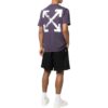 Off-White Men’ s SS22 Arrow Pattern Printing Round Neck Short Sleeve Loose Fit Purple T-Shirt