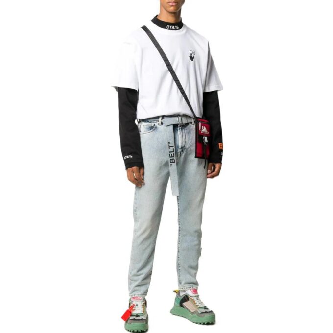 Off-White Men’ s SS22 Arrow Printing Loose Short Sleeve White T-Shirt