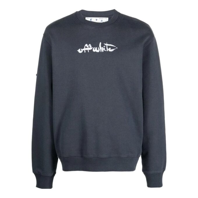 Off-White Men’ s SS22 Arrow Printing Round Neck Long Sleeves Gray