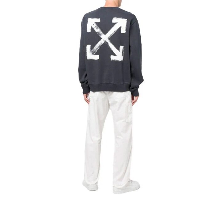Off-White Men’ s SS22 Arrow Printing Round Neck Long Sleeves Gray