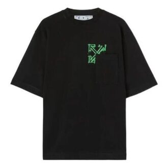 Off-White Men’ s SS22 Arrow Spray Painting Short Sleeve Loose Fit Black T-Shirt Off-White Men’ s SS22 Arrow Spray Painting Short Sleeve Loose Fit Black T-Shirt