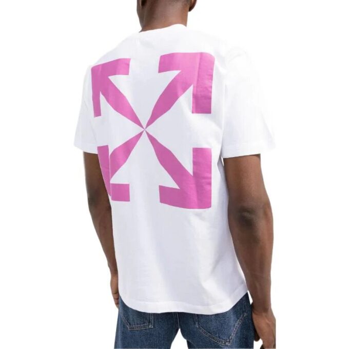 Off-White Men’ s SS22 Back Arrow Pattern Printing Short Sleeve White T-Shirt