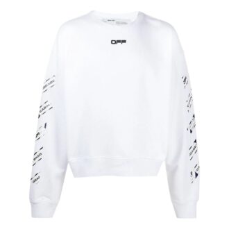 Off-White Men’ s SS22 Back Arrow Printing Round Neck Long Sleeves Loose Fit White Off-White Men’ s SS22 Back Arrow Printing Round Neck Long Sleeves Loose Fit White