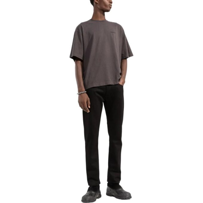 Off-White Men’ s SS22 Back Classic Logo Printing Round Neck Short Sleeve Ordinary Version Brown T-Shirt