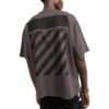 Off-White Men’ s SS22 Back Classic Logo Printing Round Neck Short Sleeve Ordinary Version Brown T-Shirt