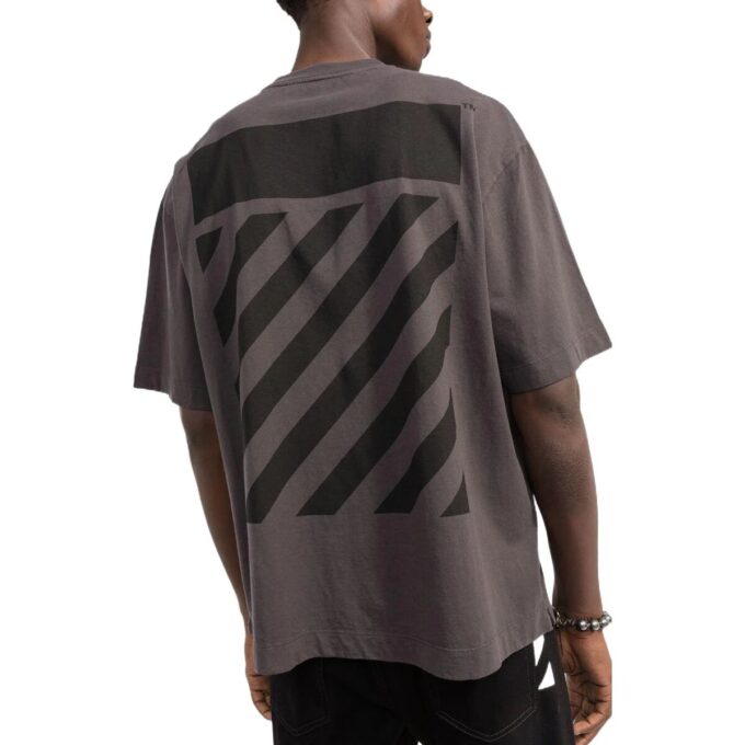 Off-White Men’ s SS22 Back Classic Logo Printing Round Neck Short Sleeve Ordinary Version Brown T-Shirt