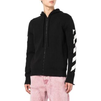 Off-White Men’ s SS22 Back Classic Logo Printing Zipper Hooded Long Sleeves Ordinary Version Black Off-White Men’ s SS22 Back Classic Logo Printing Zipper Hooded Long Sleeves Ordinary Version Black
