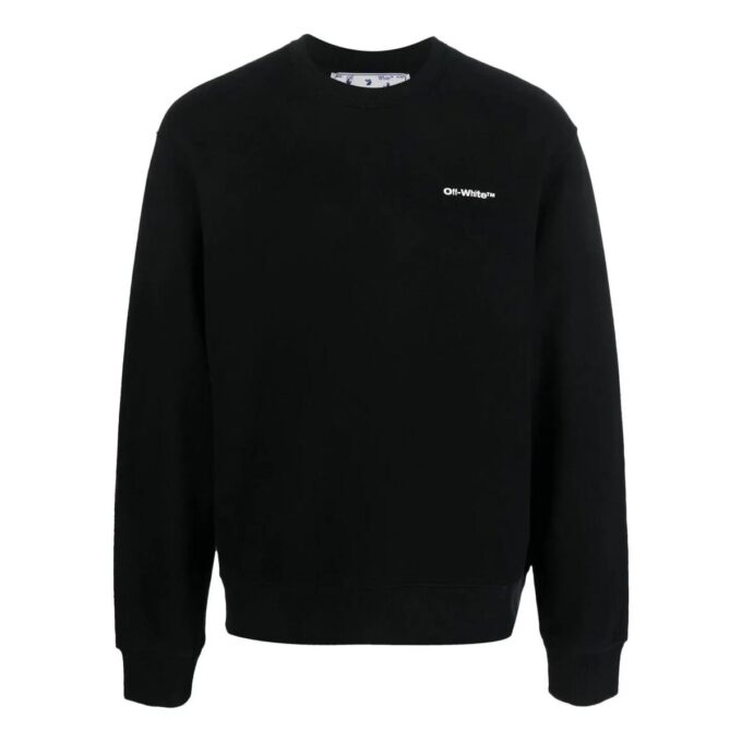 Off-White Men’ s SS22 Back Logo Printing Round Neck Long Sleeves Black