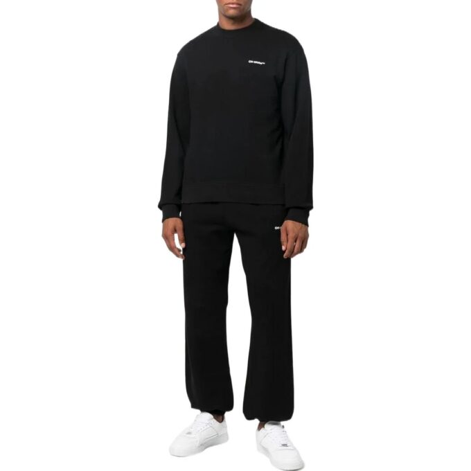 Off-White Men’ s SS22 Back Logo Printing Round Neck Long Sleeves Black