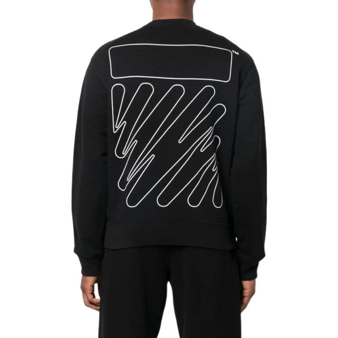 Off-White Men’ s SS22 Back Logo Printing Round Neck Long Sleeves Black