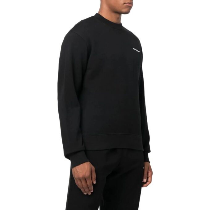 Off-White Men’ s SS22 Back Logo Printing Round Neck Long Sleeves Black