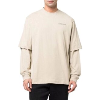 Off-White Men’ s SS22 Back Painting Printing Long Sleeves Loose Fit T-Shirt Off-White Men’ s SS22 Back Painting Printing Long Sleeves Loose Fit T-Shirt