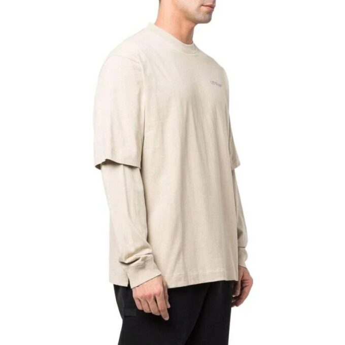 Off-White Men’ s SS22 Back Painting Printing Long Sleeves Loose Fit T-Shirt
