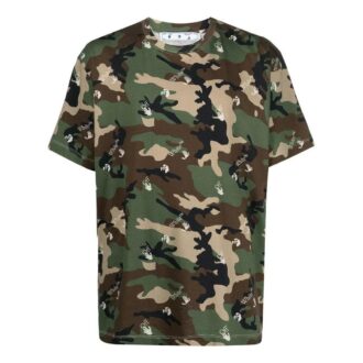 Off-White Men’ s SS22 Camouflage Pattern Round Neck Short Sleeve Version Green T-Shirt Off-White Men’ s SS22 Camouflage Pattern Round Neck Short Sleeve Version Green T-Shirt