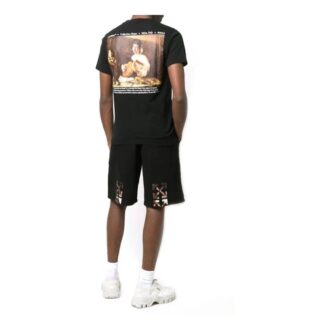 Off-White Men’ s SS22 Caravaggio Alphabet Printing Round Neck Pullover Short Sleeve Ordinary Version Black Off-White Men’ s SS22 Caravaggio Alphabet Printing Round Neck Pullover Short Sleeve Ordinary Version Black