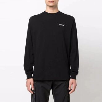 Off-White Men’ s SS22 Caravaggio Arrow Alphabet Long Sleeves Loose Fit Black T-Shirt Off-White Men’ s SS22 Caravaggio Arrow Alphabet Long Sleeves Loose Fit Black T-Shirt