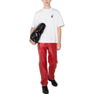 Off-White Men’ s SS22 Caravaggio Arrow Pattern Logo Printing Round Neck Short Sleeve White T-Shirt Off-White Men’ s SS22 Caravaggio Arrow Pattern Logo Printing Round Neck Short Sleeve White T-Shirt