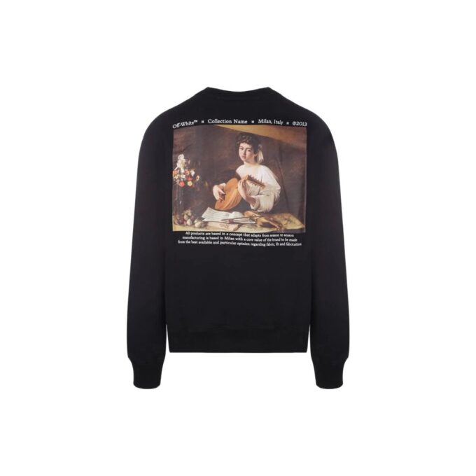 Off-White Men’ s SS22 Character Logo Printing Round Neck Long Sleeves Black