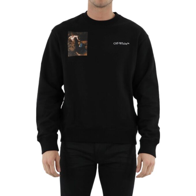 Off-White Men’ s SS22 Character Logo Printing Round Neck Long Sleeves Black