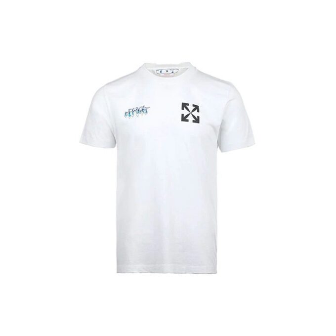 Off-White Men’ s SS22 Chest Classic Arrow Alphabet Printing Short Sleeve White T-Shirt