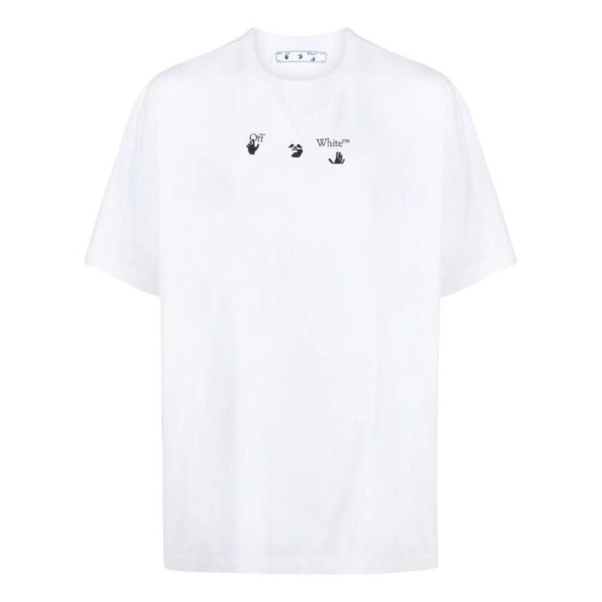 Off-White Men’ s SS22 Chest Printing Round Neck Pullover Short Sleeve White T-Shirt
