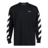 Off-White Men’ s SS22 Diag Alphabet Stripe Pattern Pullover Long Sleeves Loose Fit Black T-Shirt