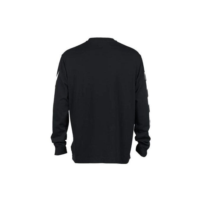 Off-White Men’ s SS22 Diag Alphabet Stripe Pattern Pullover Long Sleeves Loose Fit Black T-Shirt