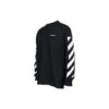 Off-White Men’ s SS22 Diag Alphabet Stripe Pattern Pullover Long Sleeves Loose Fit Black T-Shirt