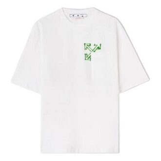 Off-White Men’ s SS22 Diagonal Arrow Spray Painting Short Sleeve Loose Fit White T-Shirt Off-White Men’ s SS22 Diagonal Arrow Spray Painting Short Sleeve Loose Fit White T-Shirt
