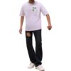 Off-White Men’ s SS22 Diagonal Arrow Spray Painting Short Sleeve Loose Fit White T-Shirt